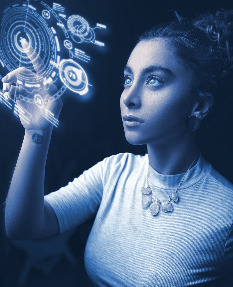 Woman looking at a hologram